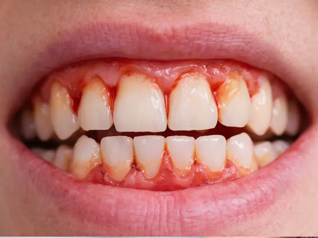 Inflamed gums may need more frequent cleanings Inflamed gums and plaque buildup that may increase the need for more frequent cleanings